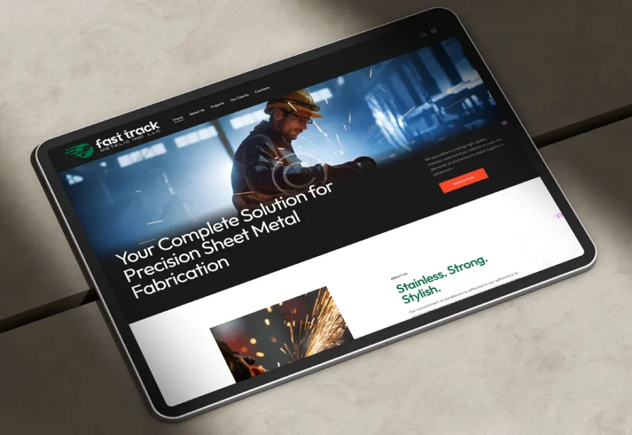 DesignDeus rebranded Fast Track Metallic LLC with a modern website, improved UX, and complete social media design rollout.