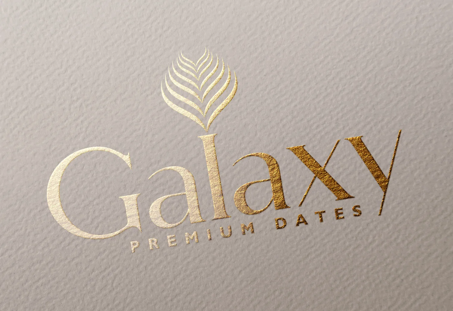 DesignDeus designed a refined brand identity for Galaxy Premium Dates, including logo and premium product packaging.