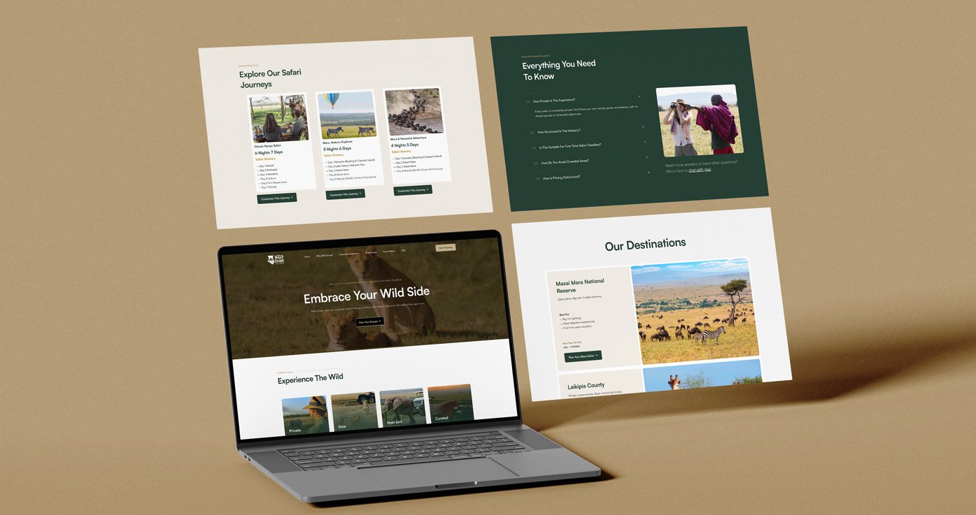 Website redesign & brand refresh for Wildescape Camping & Safari — crafted to build trust, drive bookings, and reflect the wild, premium safari experience Kenya has to offer.